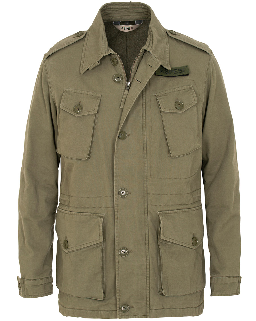 Heren | Jassen | Aspesi | Vancouver Lined Cotton Field Jacket Army Green