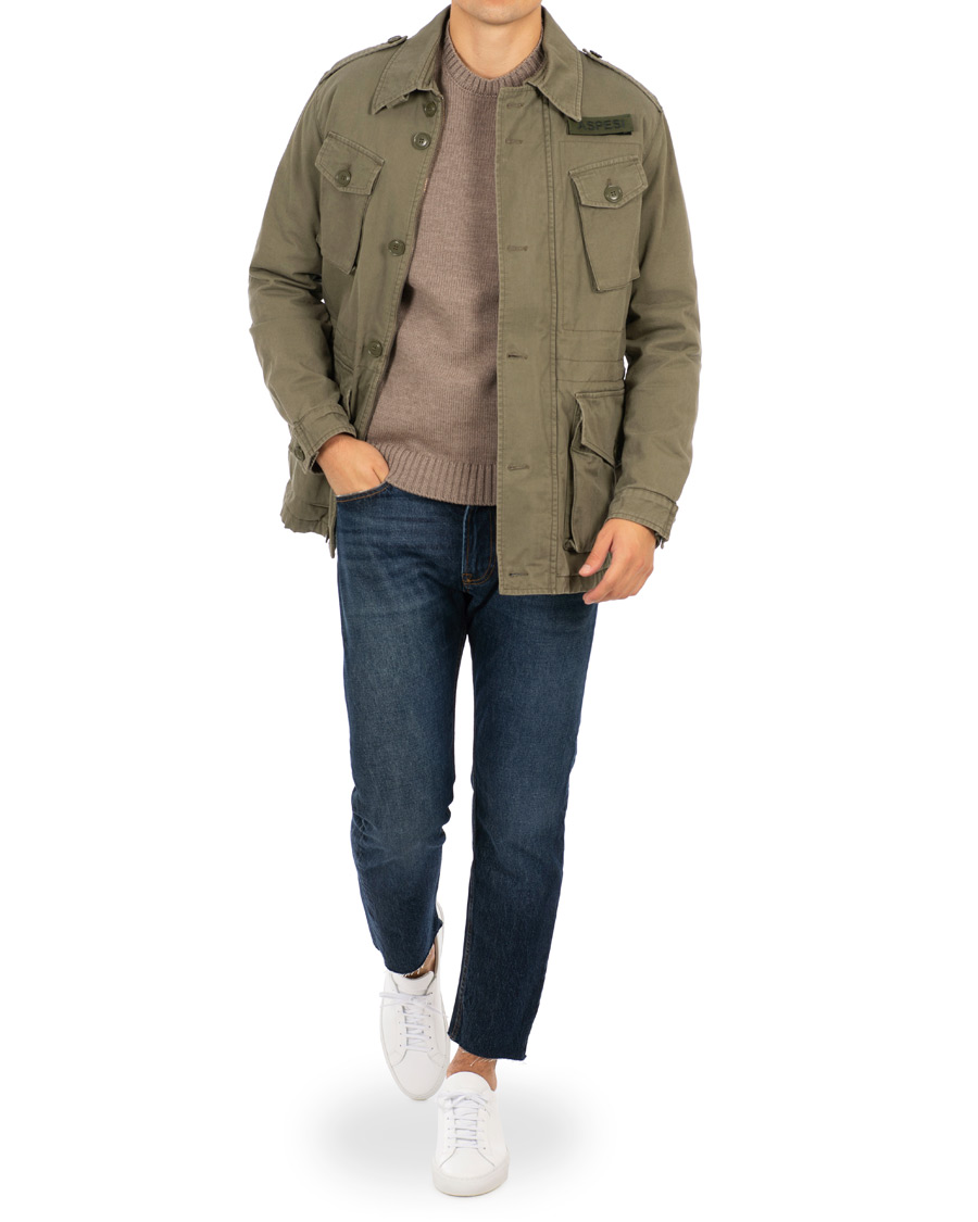Heren | Jassen | Aspesi | Vancouver Lined Cotton Field Jacket Army Green