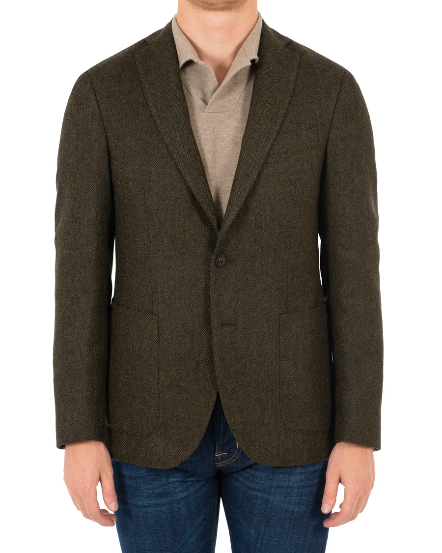 Homme | Blazers | The Gigi | Degas Single Breasted Herringbone Tweed Blazer Green