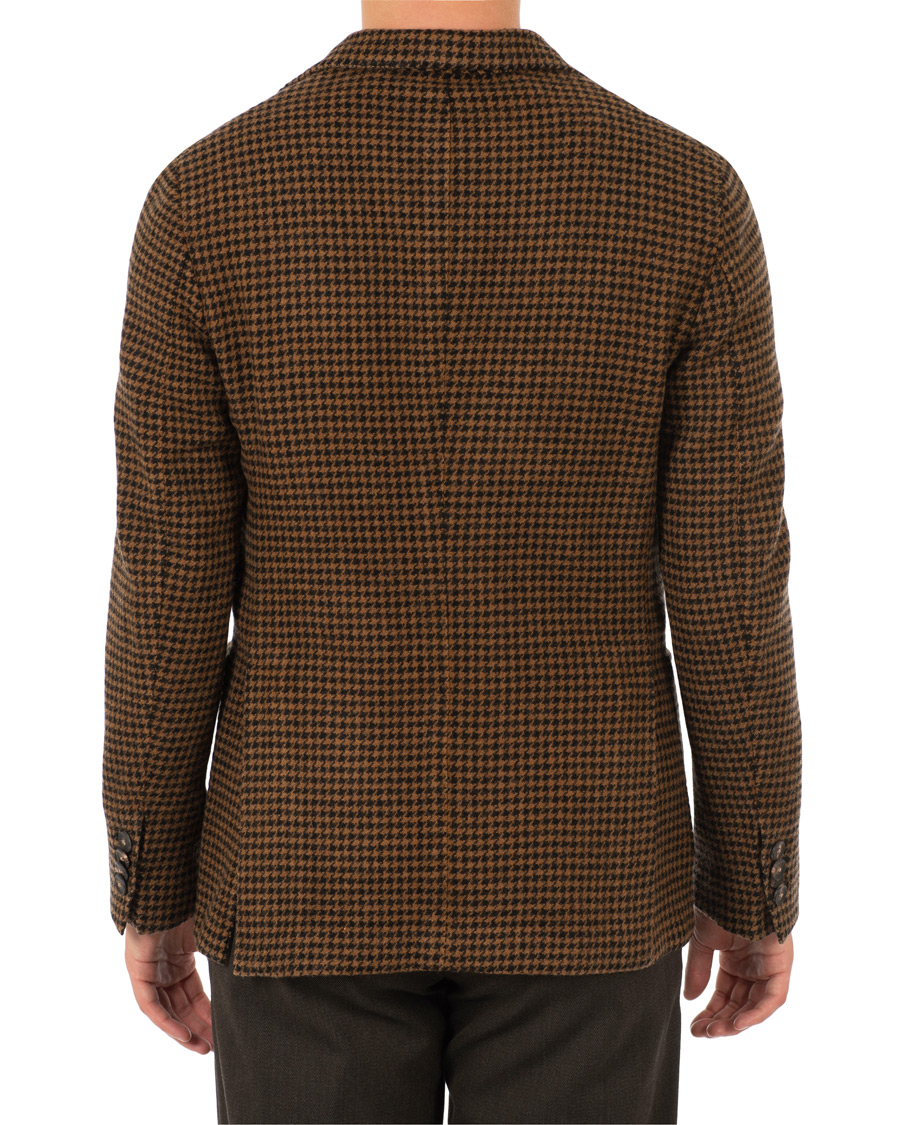 Heren | Blazers | The Gigi | Art Garment Dyed Houndstooth Shetland Blazer Dark Brown