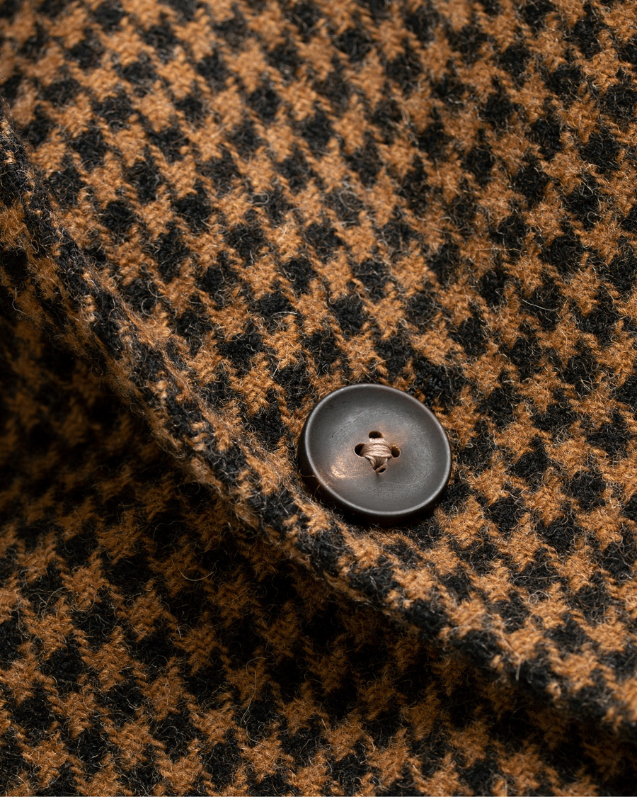 Heren | Blazers | The Gigi | Art Garment Dyed Houndstooth Shetland Blazer Dark Brown