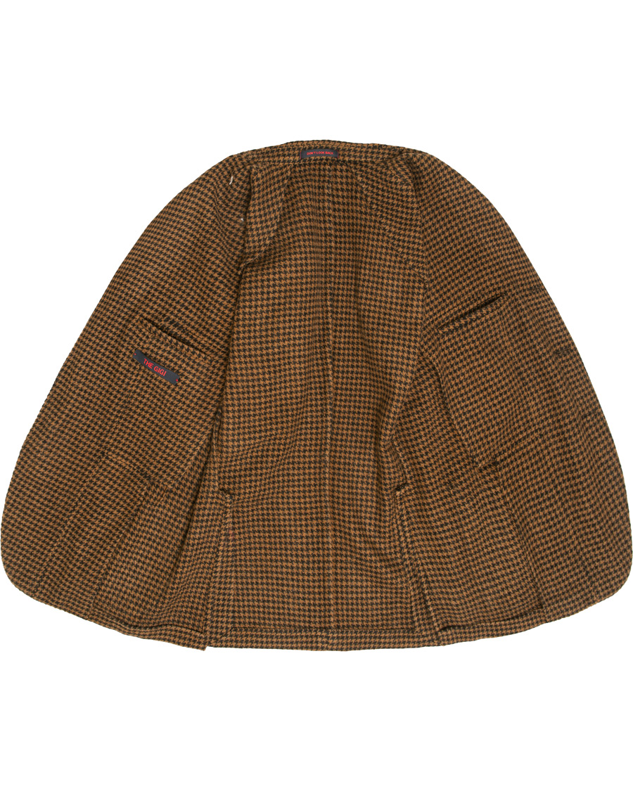Heren | Blazers | The Gigi | Art Garment Dyed Houndstooth Shetland Blazer Dark Brown