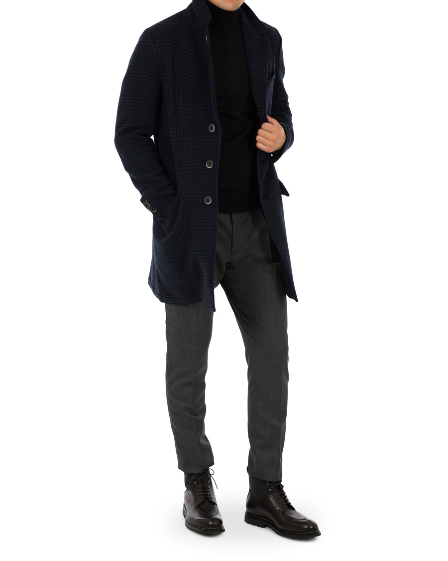 Homme | Manteaux Et Vestes | Barena | Borella Single Breasted Prince Of Wales Coat Navy