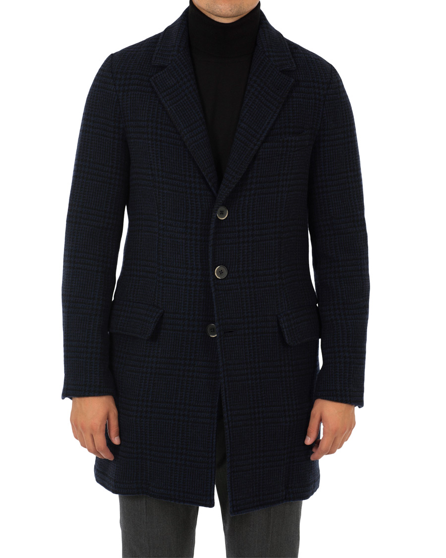 Homme | Manteaux Et Vestes | Barena | Borella Single Breasted Prince Of Wales Coat Navy