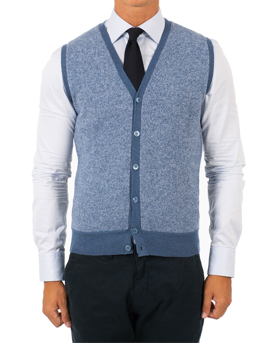 Homme | Pulls Et Tricots | Stenströms | Lambswool Vest Blue