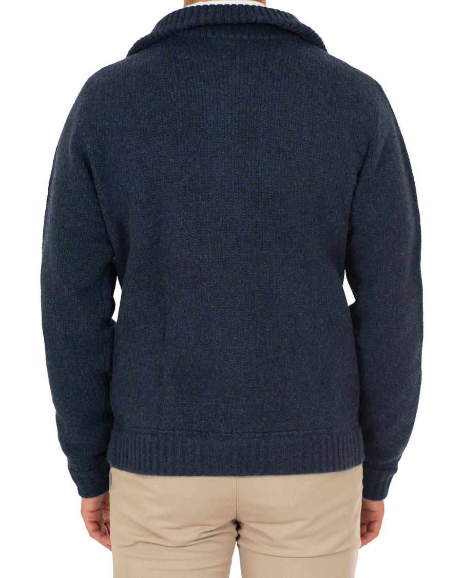 Heren | Truien | Stenströms | Merino Wool Knitted Cardigan Navy