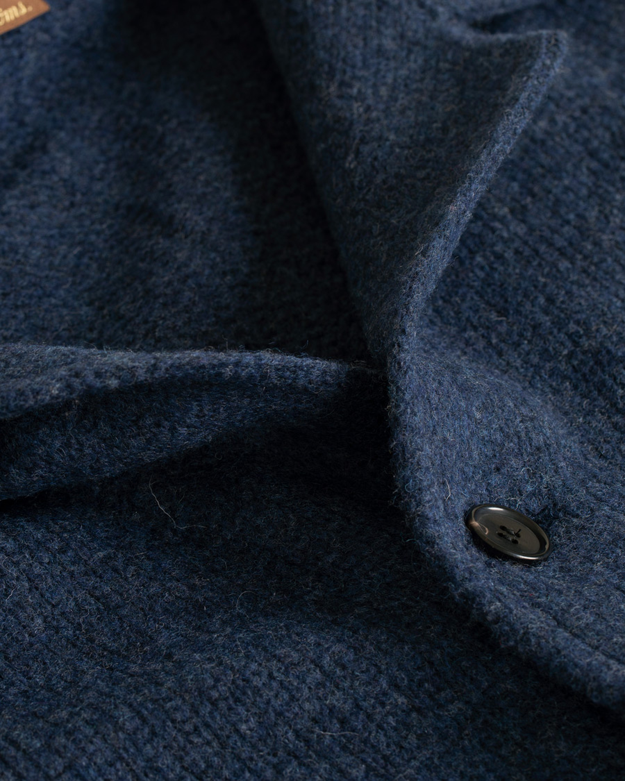 Heren | Truien | Stenströms | Merino Wool Knitted Cardigan Navy