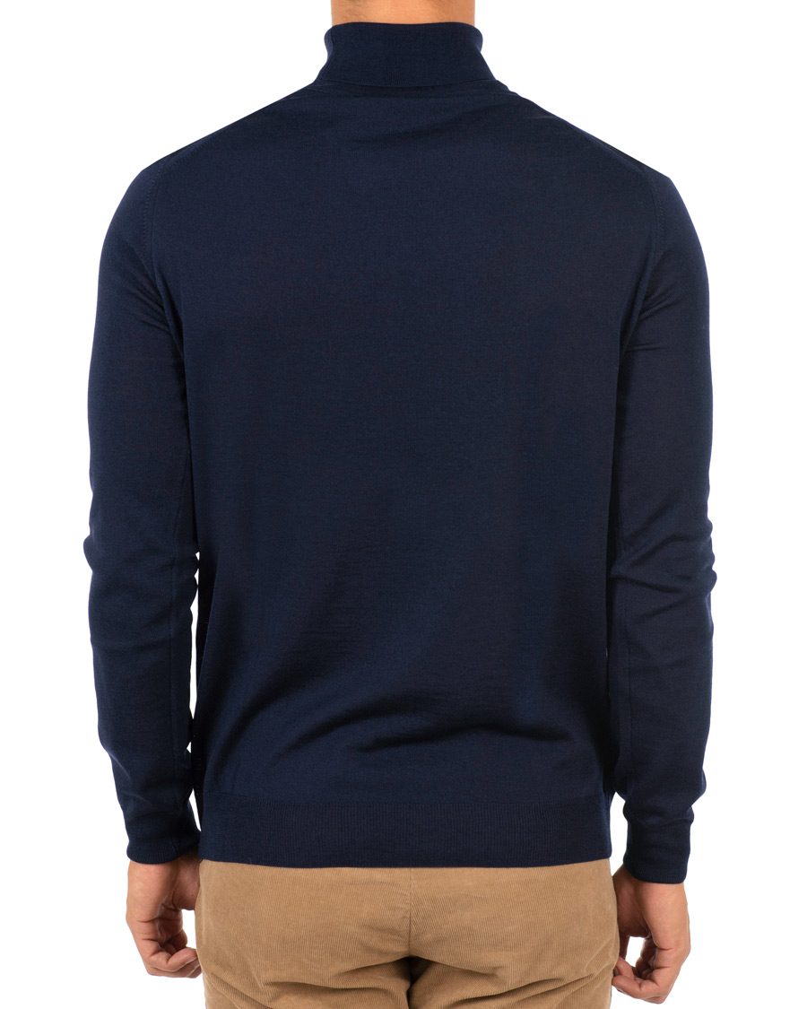 Heren | Truien | Stenströms | Fine Merino Wool Rollneck Navy