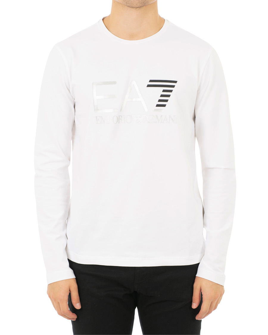 Homme | T-shirts | EA7 | Train Logo Crew Neck Long Sleeve Tee White