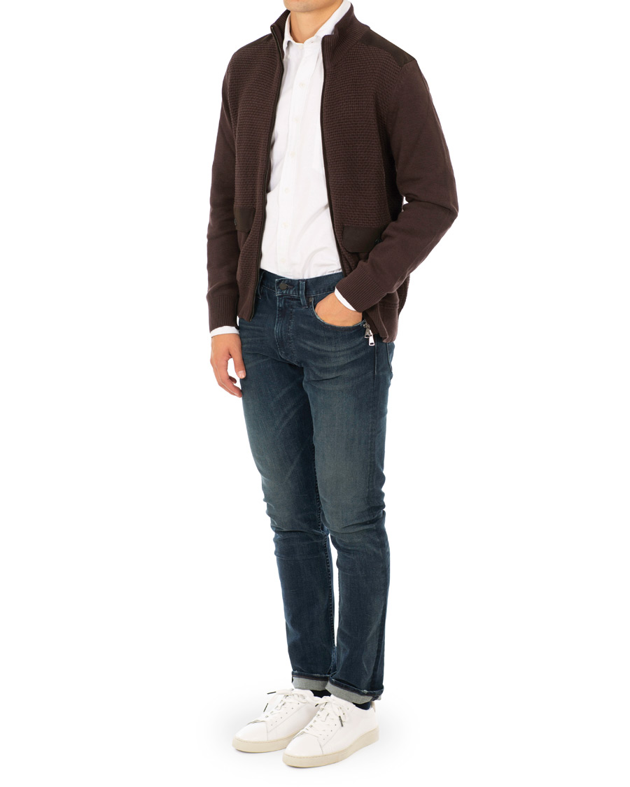 Heren | Truien | Hackett | Flannel Textured Full Zip Brown