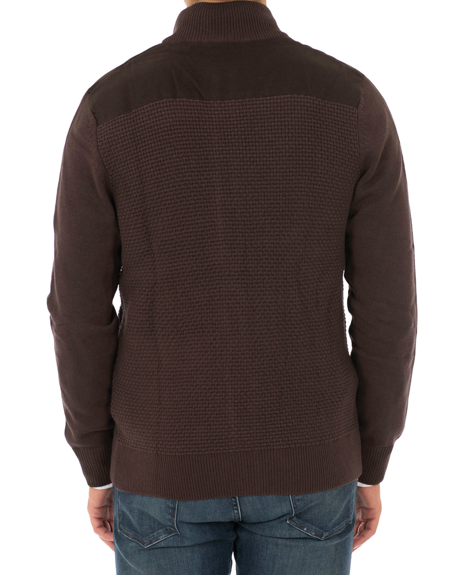 Heren | Truien | Hackett | Flannel Textured Full Zip Brown