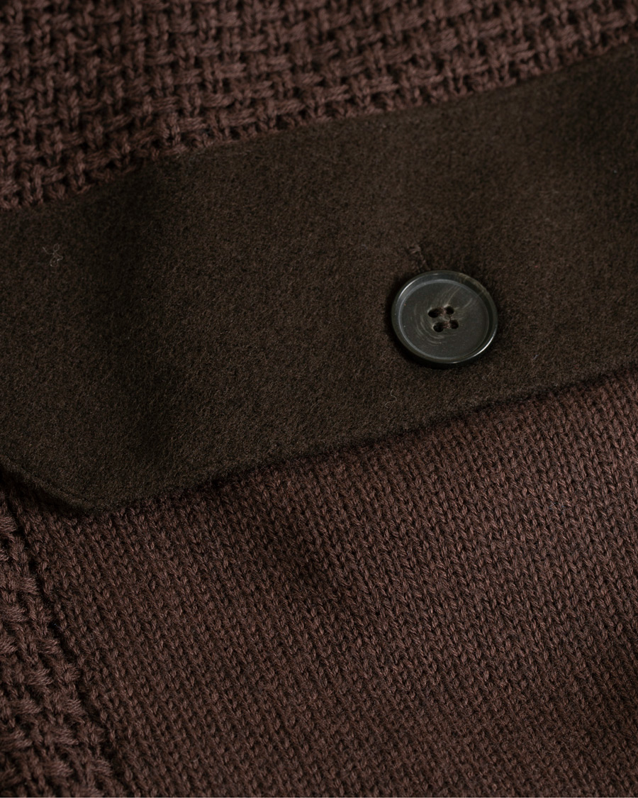 Heren | Truien | Hackett | Flannel Textured Full Zip Brown