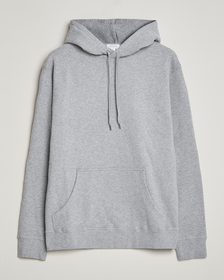 Heren | Truien | Sunspel | Loopback Hoodie Grey Melange