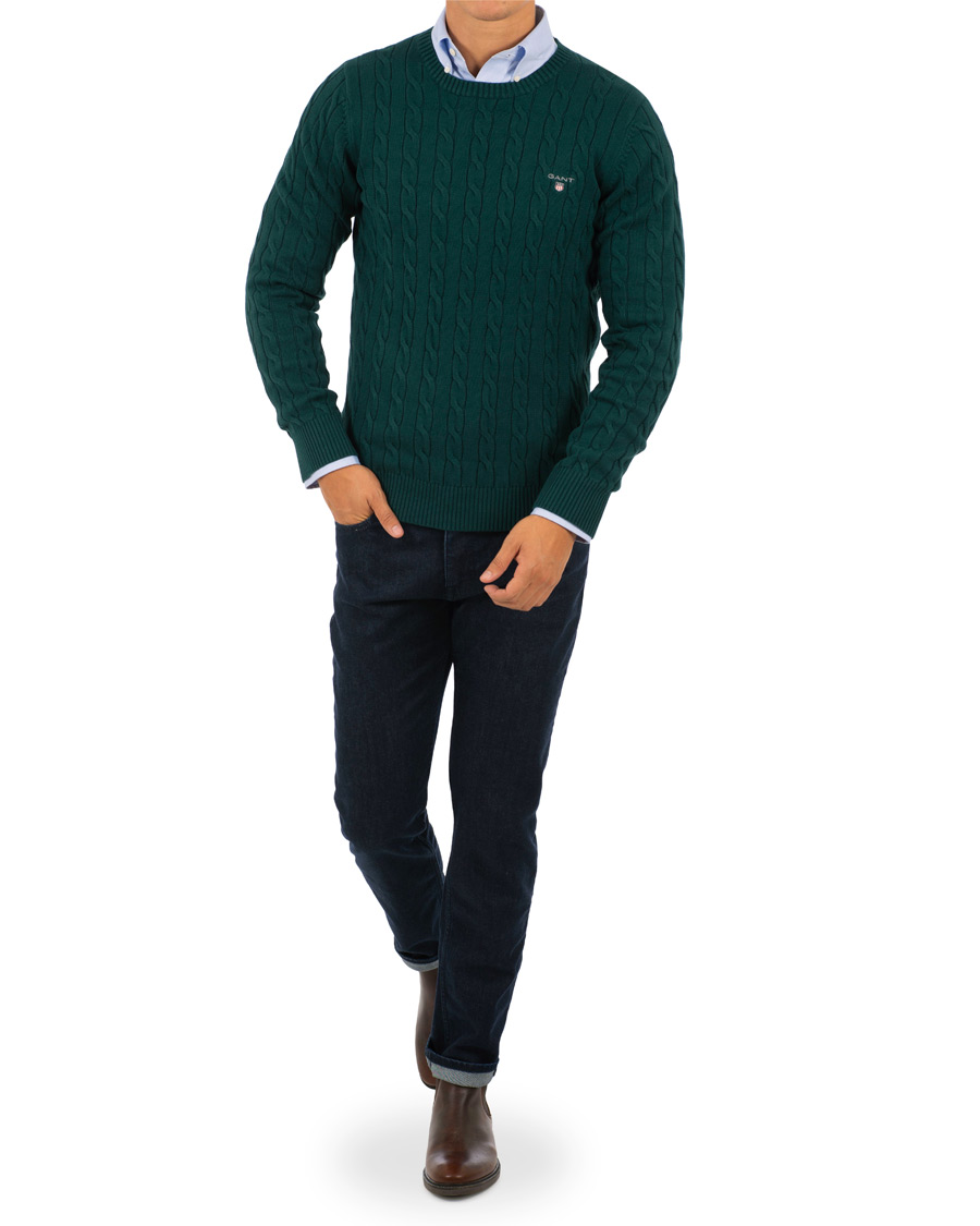 Homme | Pulls Et Tricots | GANT | Cotton Cable Crew Neck Ponderosa Pine