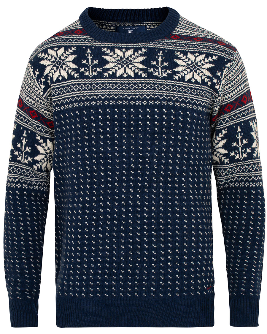 Homme | Pulls Et Tricots | GANT | Holiday FairIsle Crew Neck Evening Blue