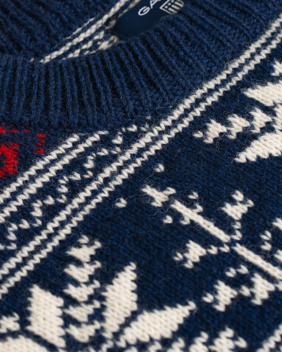 Homme | Pulls Et Tricots | GANT | Holiday FairIsle Crew Neck Evening Blue