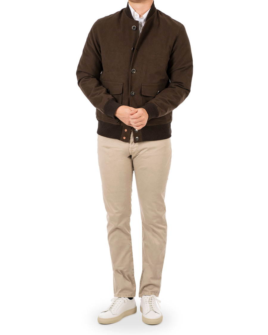 Homme | Pantalons | Jacob Cohën | 5-Pocket Gabardine Trousers Beige