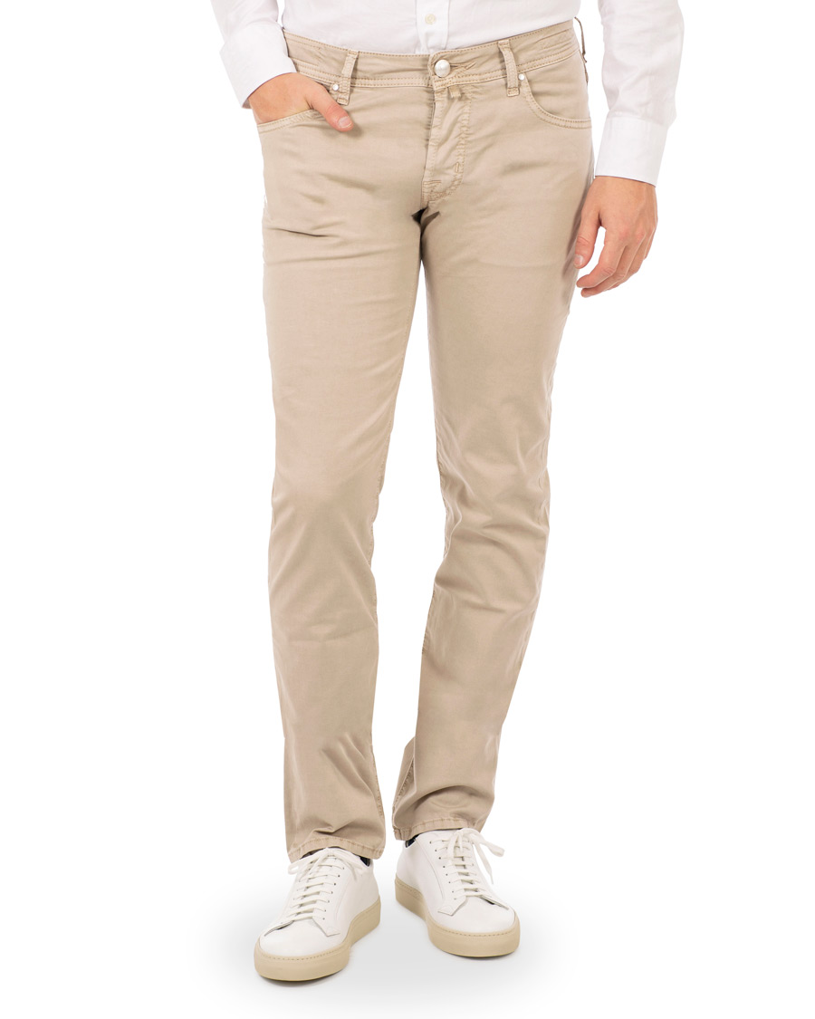 Homme | Pantalons | Jacob Cohën | 5-Pocket Gabardine Trousers Beige