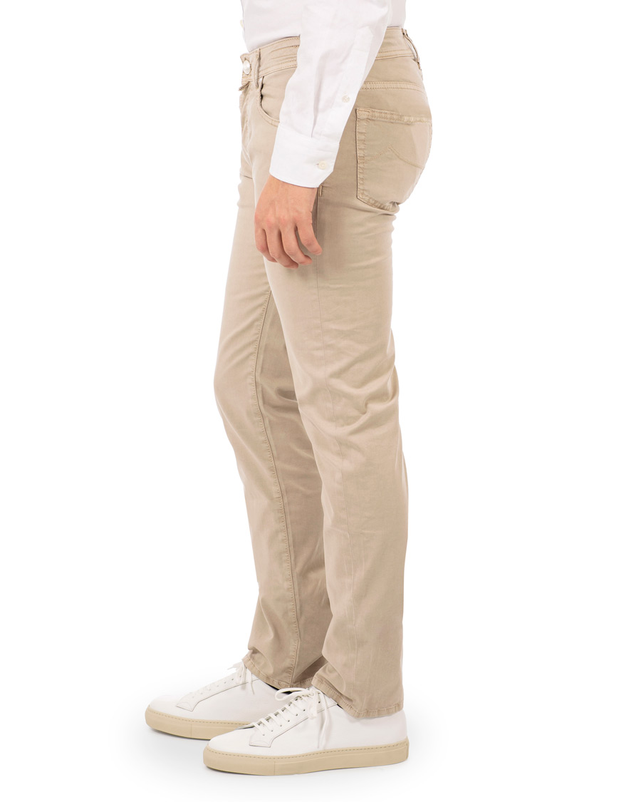 Homme | Pantalons | Jacob Cohën | 5-Pocket Gabardine Trousers Beige