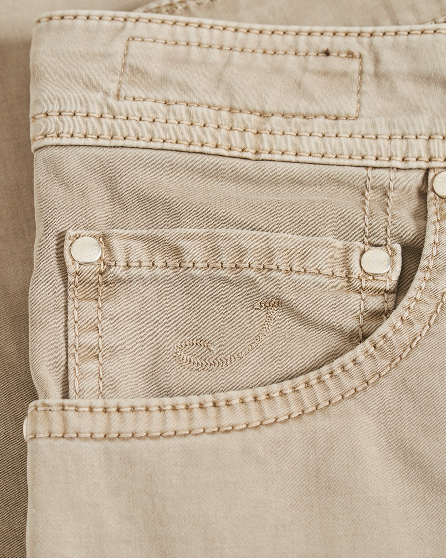 Homme | Pantalons | Jacob Cohën | 5-Pocket Gabardine Trousers Beige