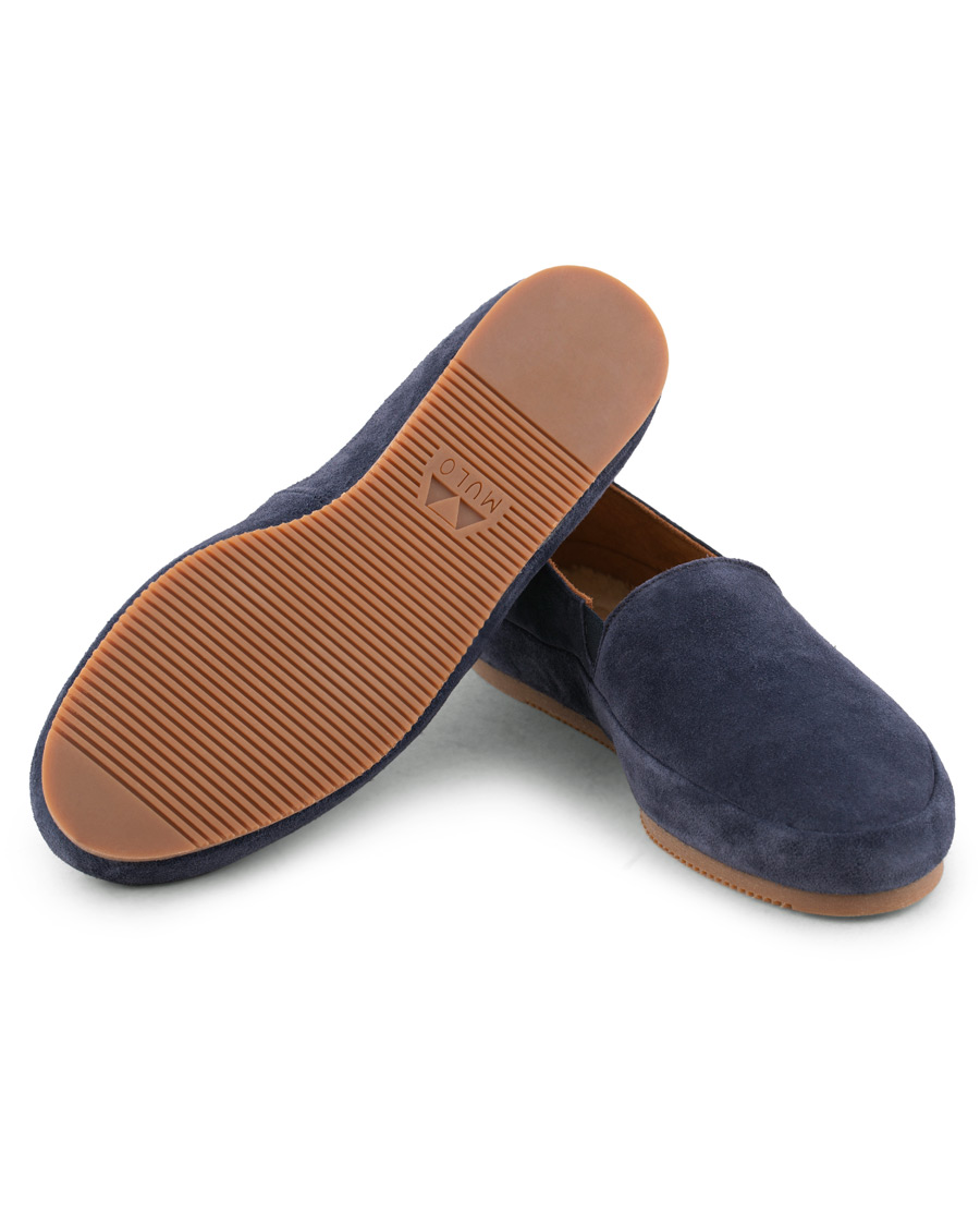 Homme | MULO Shearling Lined Slipper Navy Suede | MULO | Shearling Lined Slipper Navy Suede