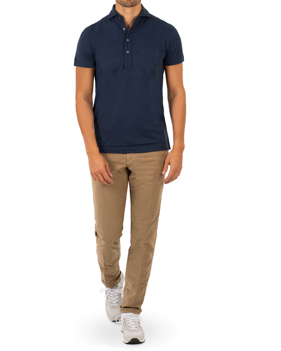 Heren | Broeken | Incotex | Slim Fit Garment Dyed Washed Slacks Khaki