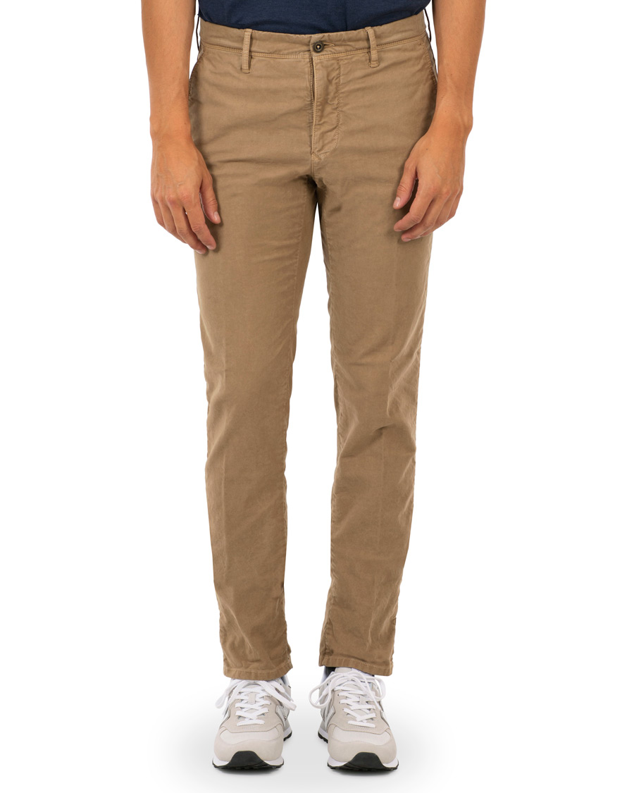Heren | Broeken | Incotex | Slim Fit Garment Dyed Washed Slacks Khaki