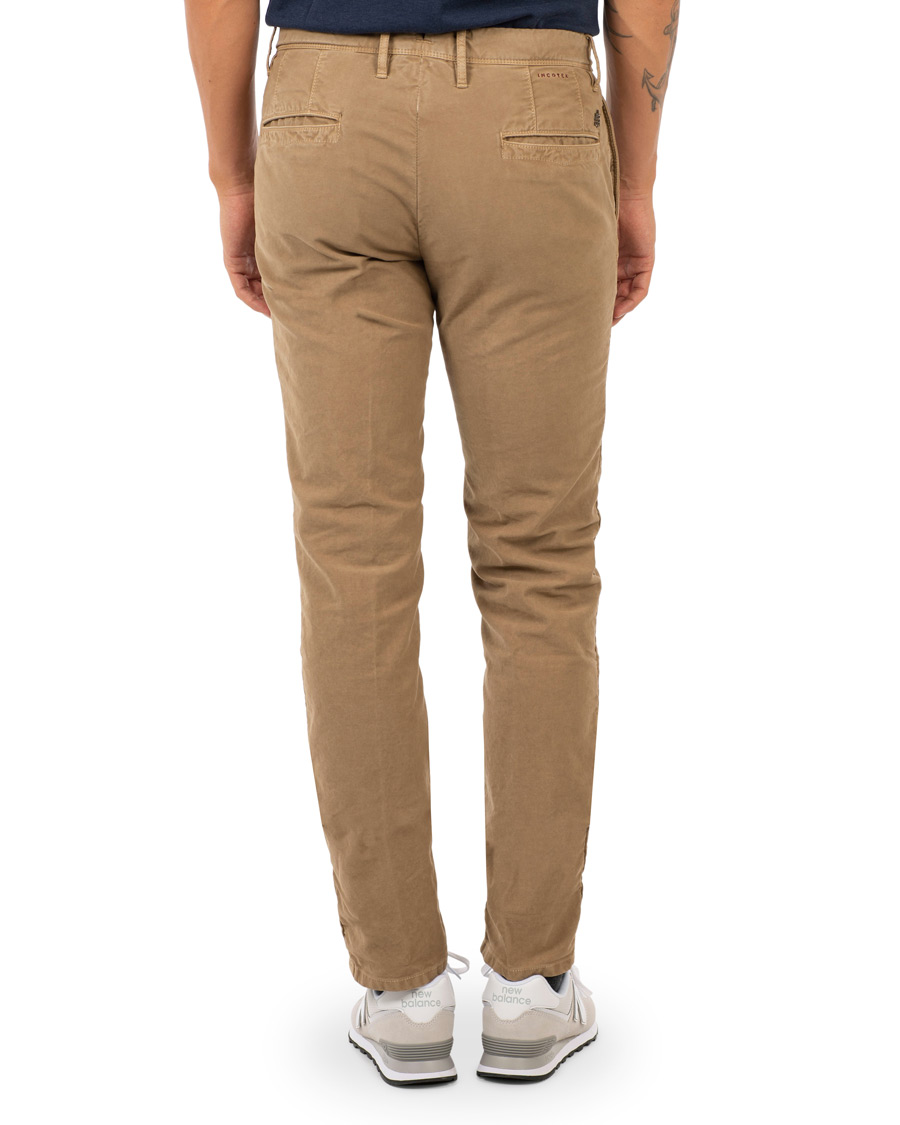 Heren | Broeken | Incotex | Slim Fit Garment Dyed Washed Slacks Khaki