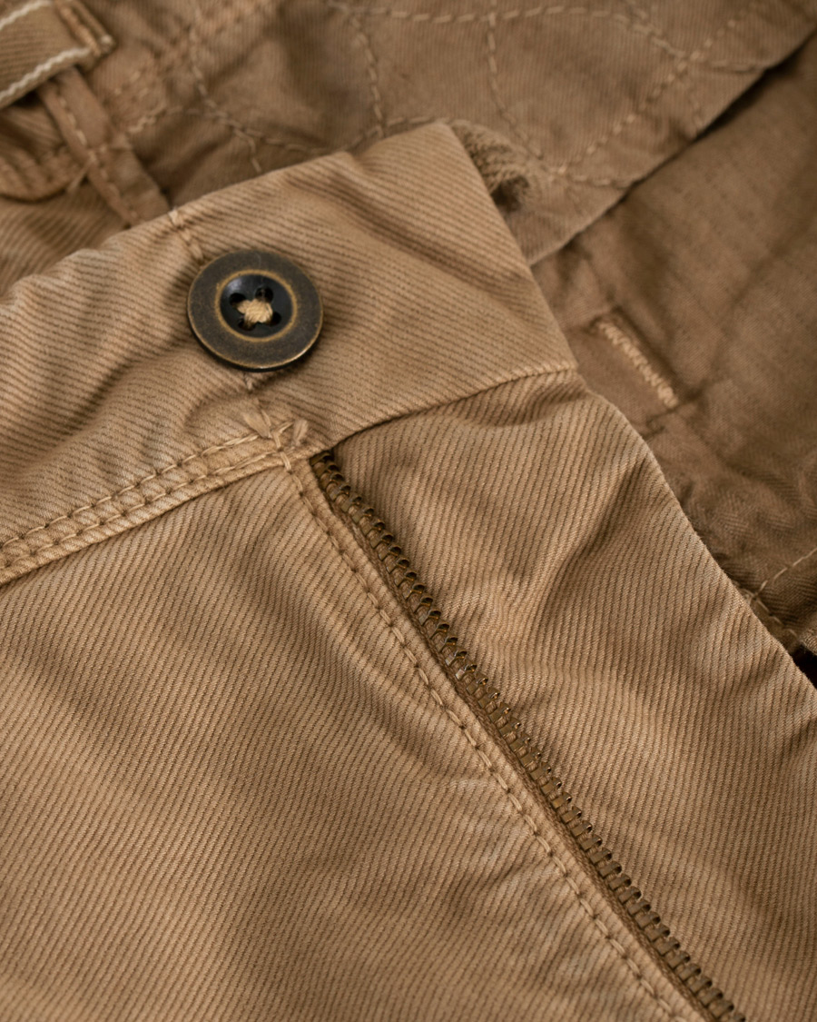 Heren | Broeken | Incotex | Slim Fit Garment Dyed Washed Slacks Khaki