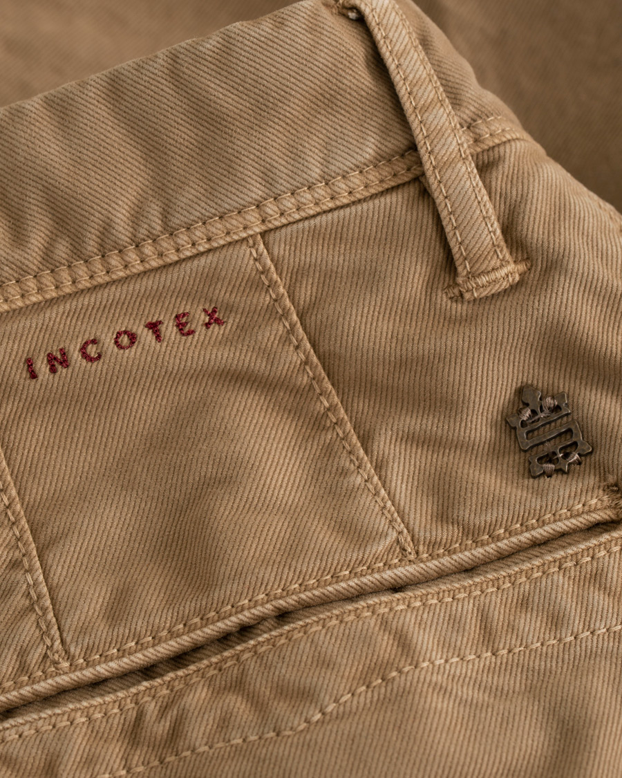 Heren | Broeken | Incotex | Slim Fit Garment Dyed Washed Slacks Khaki