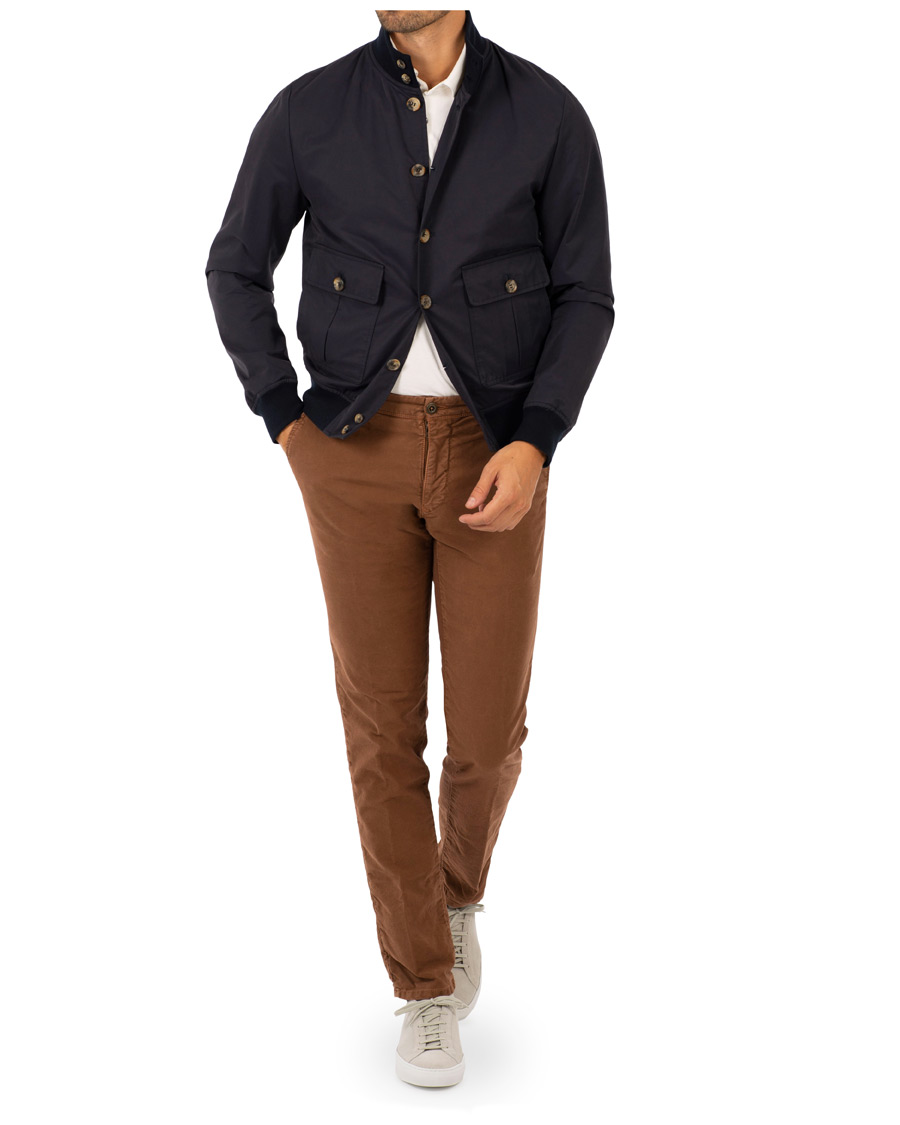 Homme | Pantalons | Incotex | Slim Fit Garment Dyed Washed Slacks Terracotta