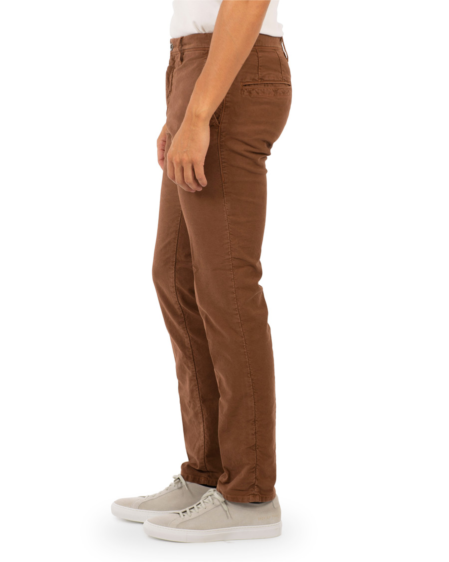 Homme | Pantalons | Incotex | Slim Fit Garment Dyed Washed Slacks Terracotta