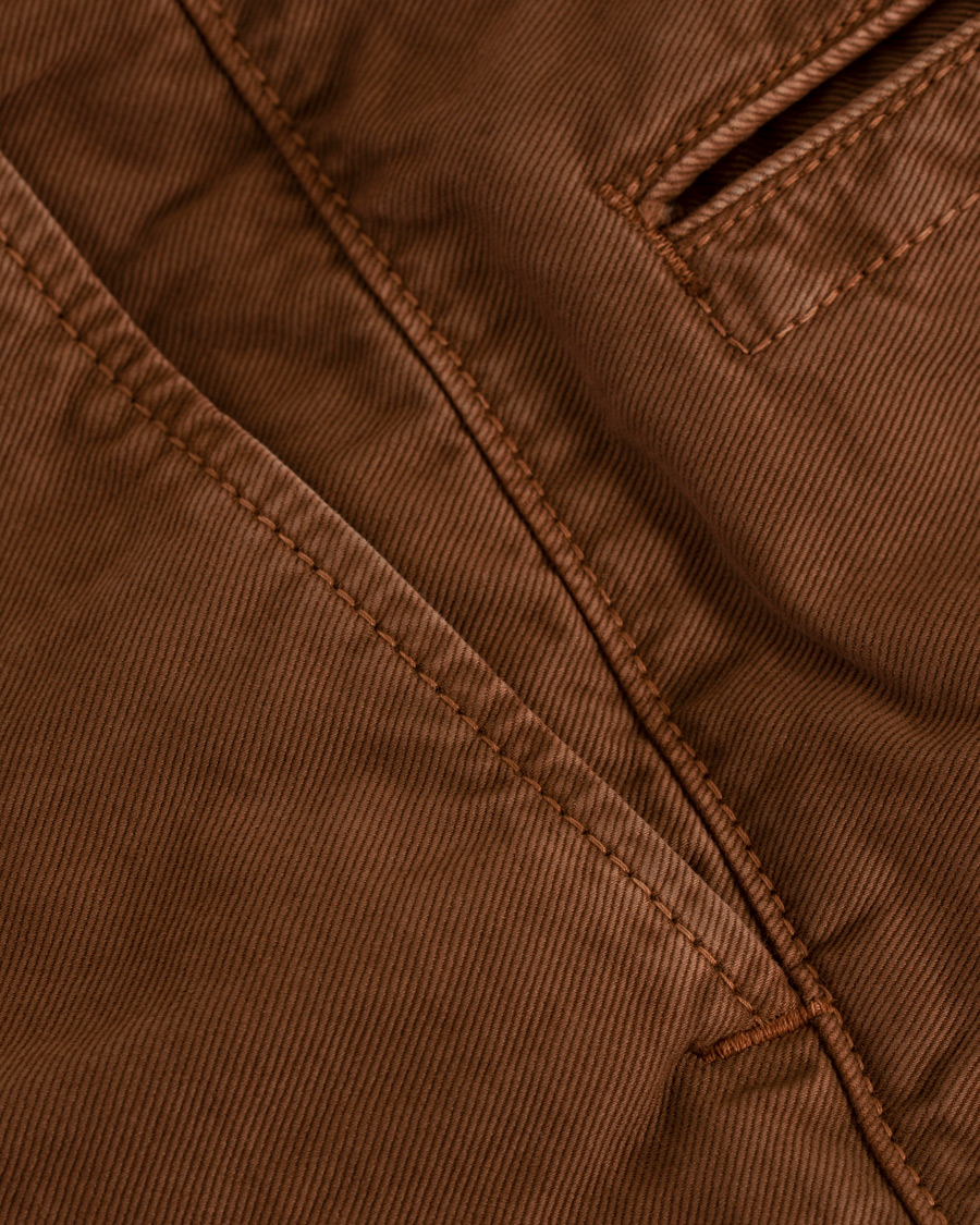 Homme | Pantalons | Incotex | Slim Fit Garment Dyed Washed Slacks Terracotta