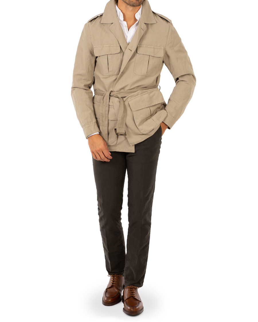 Homme | Pantalons | Incotex | Slim Fit Garment Dyed Washed Slacks Dark Brown