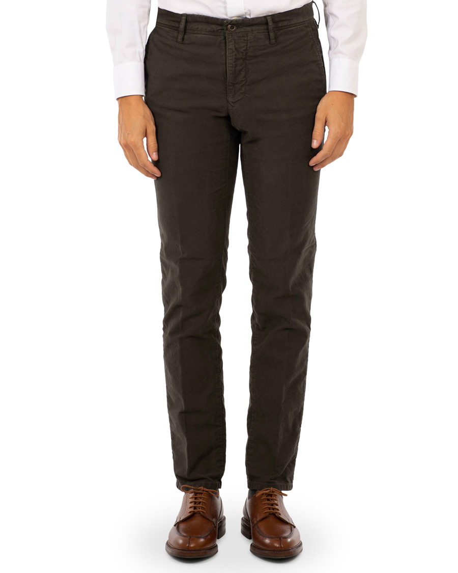 Homme | Pantalons | Incotex | Slim Fit Garment Dyed Washed Slacks Dark Brown