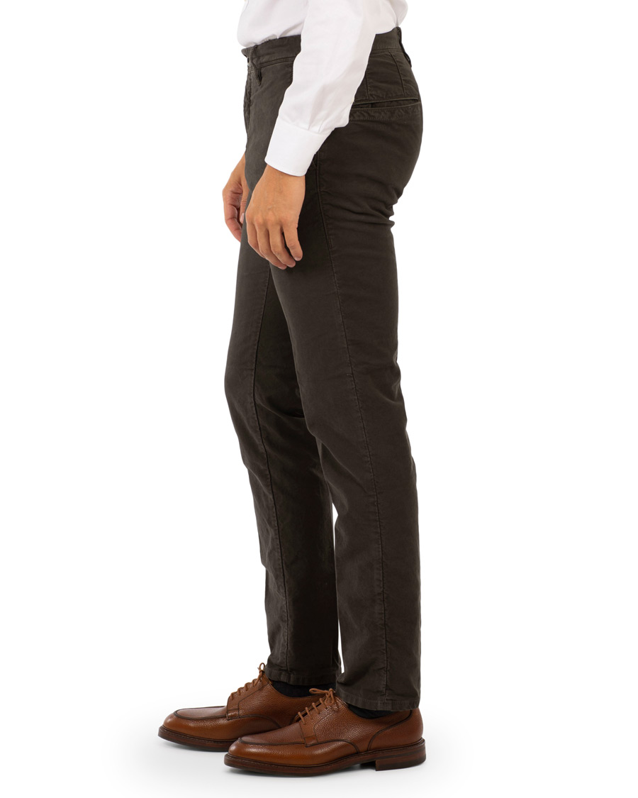 Homme | Pantalons | Incotex | Slim Fit Garment Dyed Washed Slacks Dark Brown