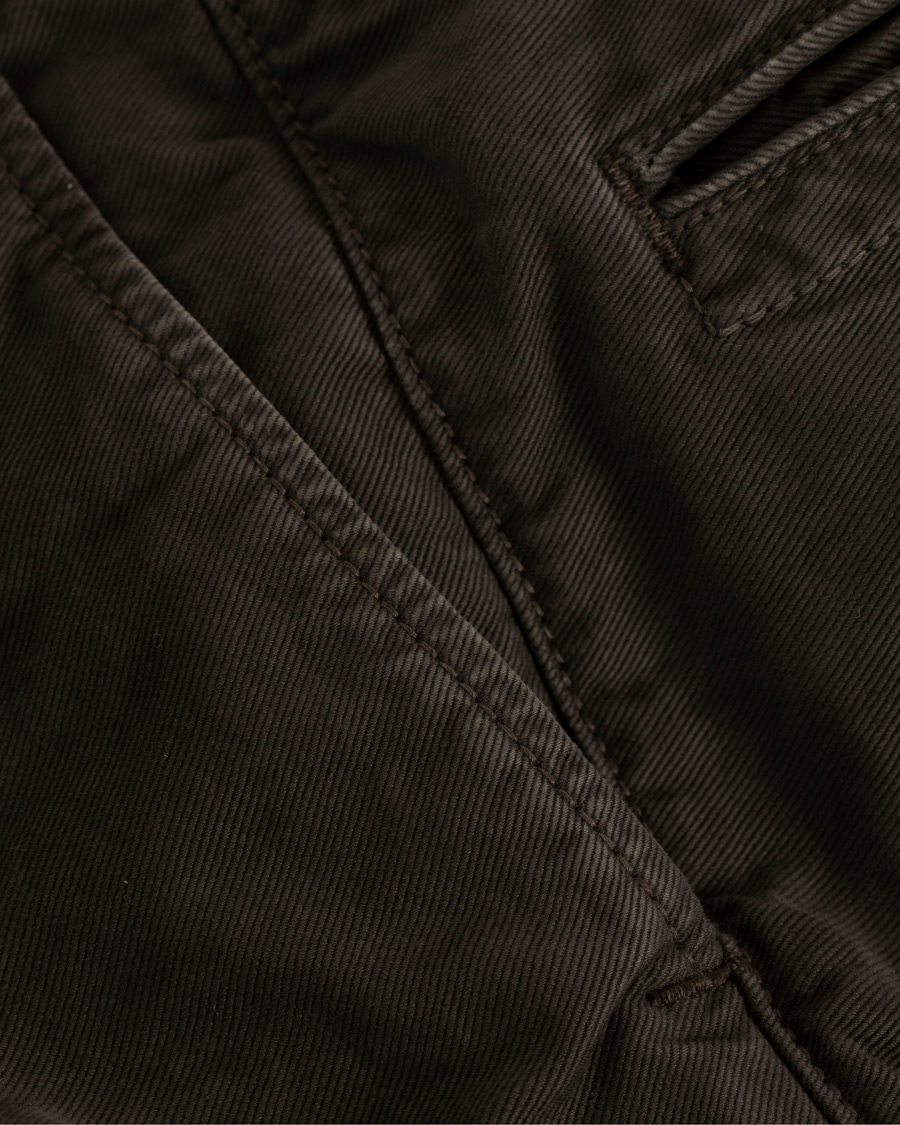 Homme | Pantalons | Incotex | Slim Fit Garment Dyed Washed Slacks Dark Brown