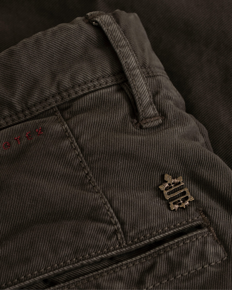 Homme | Pantalons | Incotex | Slim Fit Garment Dyed Washed Slacks Dark Brown