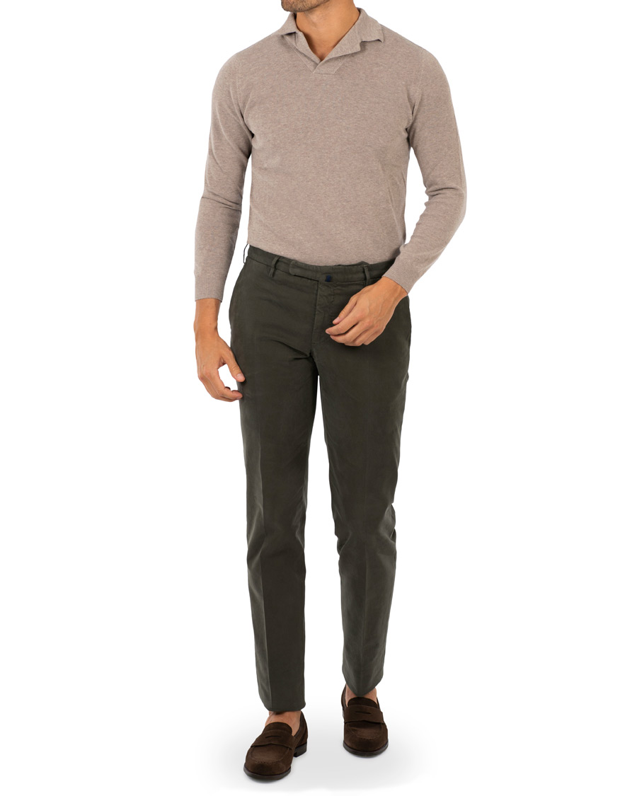 Homme | Pantalons | Incotex | Slim Fit Comfort Chino Forest Green