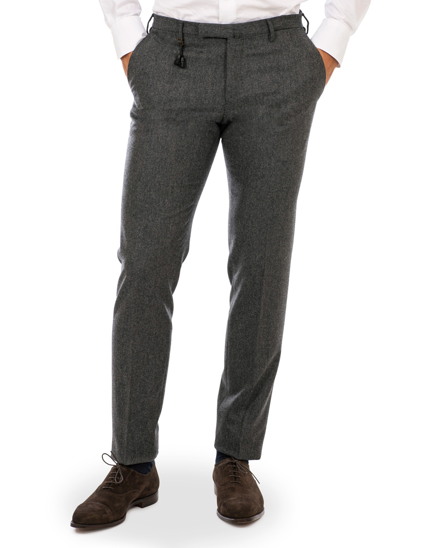 Homme | Pantalons | Incotex | Super 100's Flannel Trousers Charcoal