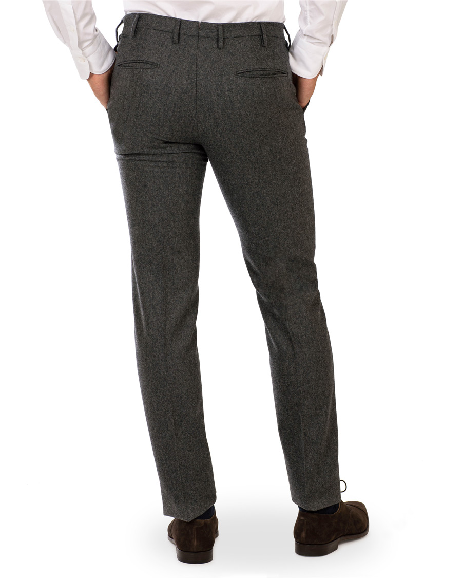 Homme | Pantalons | Incotex | Super 100's Flannel Trousers Charcoal