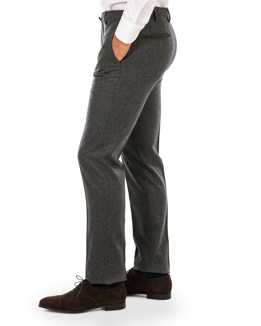 Homme | Pantalons | Incotex | Super 100's Flannel Trousers Charcoal