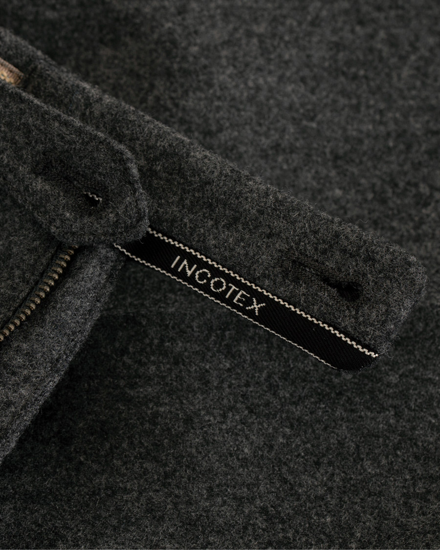 Homme | Pantalons | Incotex | Super 100's Flannel Trousers Charcoal