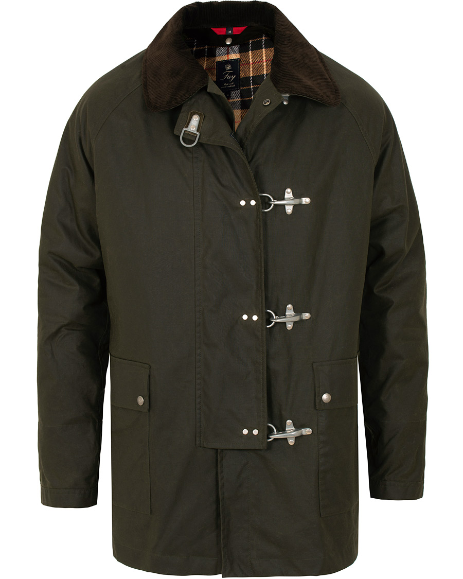 Homme | Manteaux Et Vestes | Fay | Four Hook Luxury Oilskin Jacket Dark Green