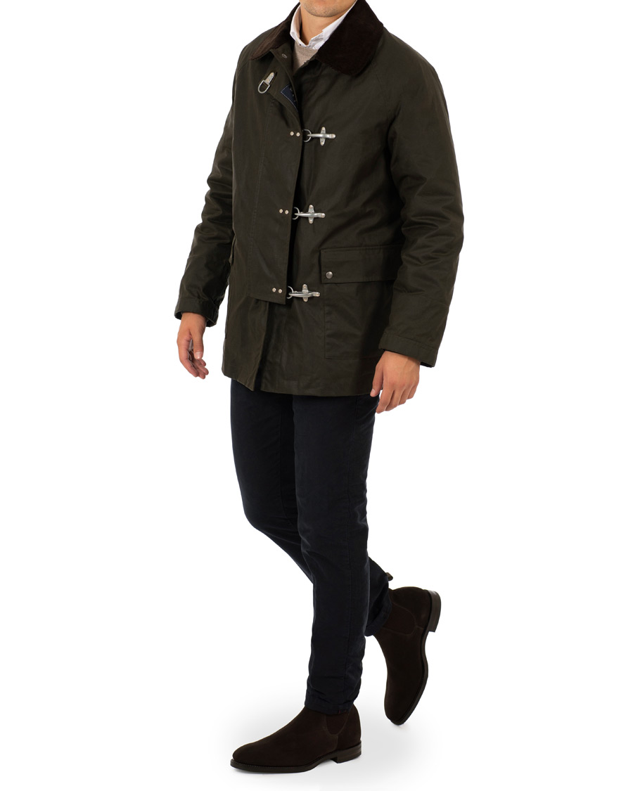 Homme | Manteaux Et Vestes | Fay | Four Hook Luxury Oilskin Jacket Dark Green