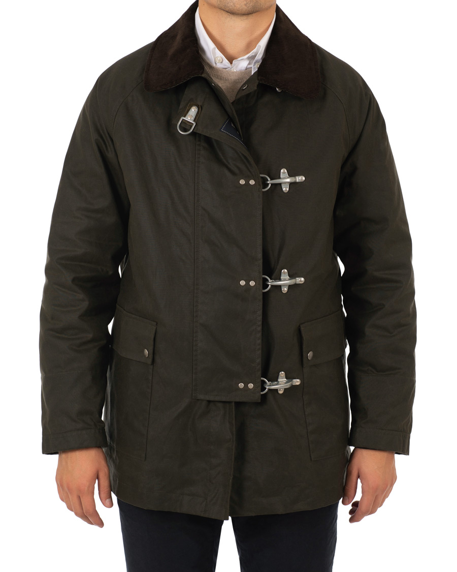 Homme | Manteaux Et Vestes | Fay | Four Hook Luxury Oilskin Jacket Dark Green