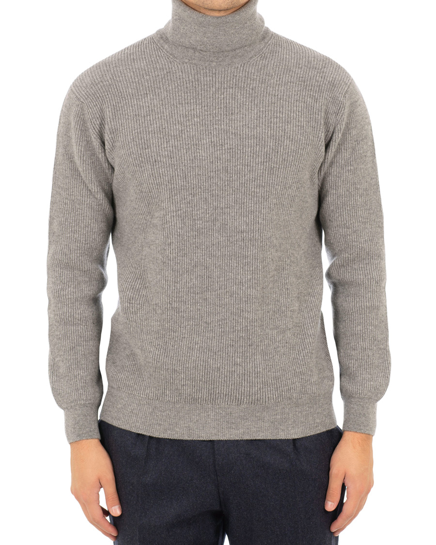 Homme | Pulls Et Tricots | Johnstons of Elgin | Wool/Cashmere Ribbed Rollneck Light Grey