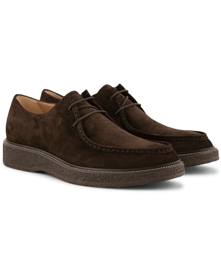 Homme | Tod's Norwegian Welted Crepe Sole Derby Brown Suede | Tod's | Norwegian Welted Crepe Sole Derby Brown Suede