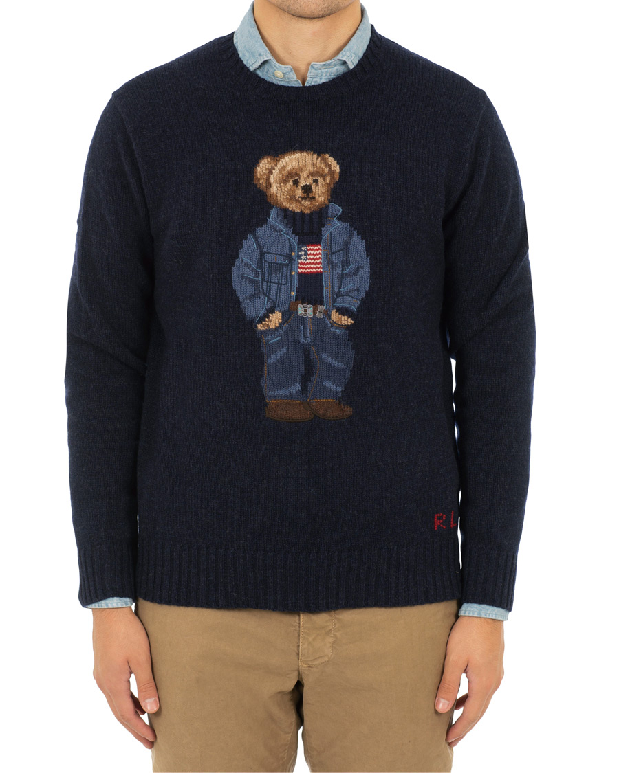 Homme | Pulls Et Tricots | Polo Ralph Lauren | Wool Knitted Denim Bear Crew Neck Navy