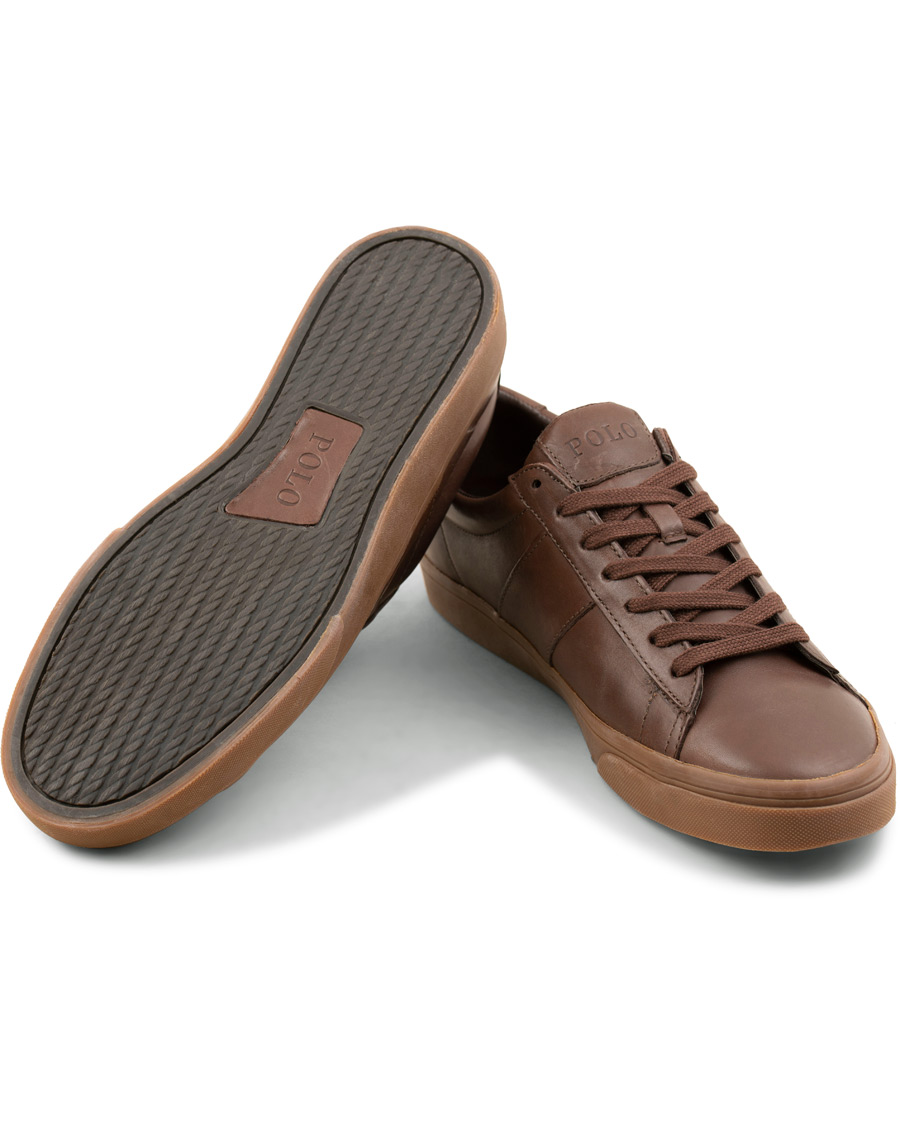 Heren | Polo Ralph Lauren Sayer Leather Sneaker Dark Brown | Polo Ralph Lauren | Sayer Leather Sneaker Dark Brown